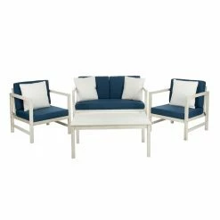 Hot Sale 😍 Eucalyptus Patio Sets HN Outdoor Hyrum Wooden 4 Piece Patio Conversation Set 🛒