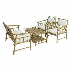 Budget ⌛ Wood Patio Sets Statra Bamboo 4 Piece Conversation Sofa Set 😍