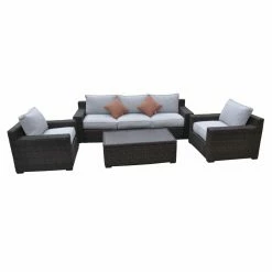 Budget 🥰 Resin Wicker Patio Sets Paradise Cove Designs Eva Wicker 4 Piece Deep Seating Patio Conversation Set ❤️