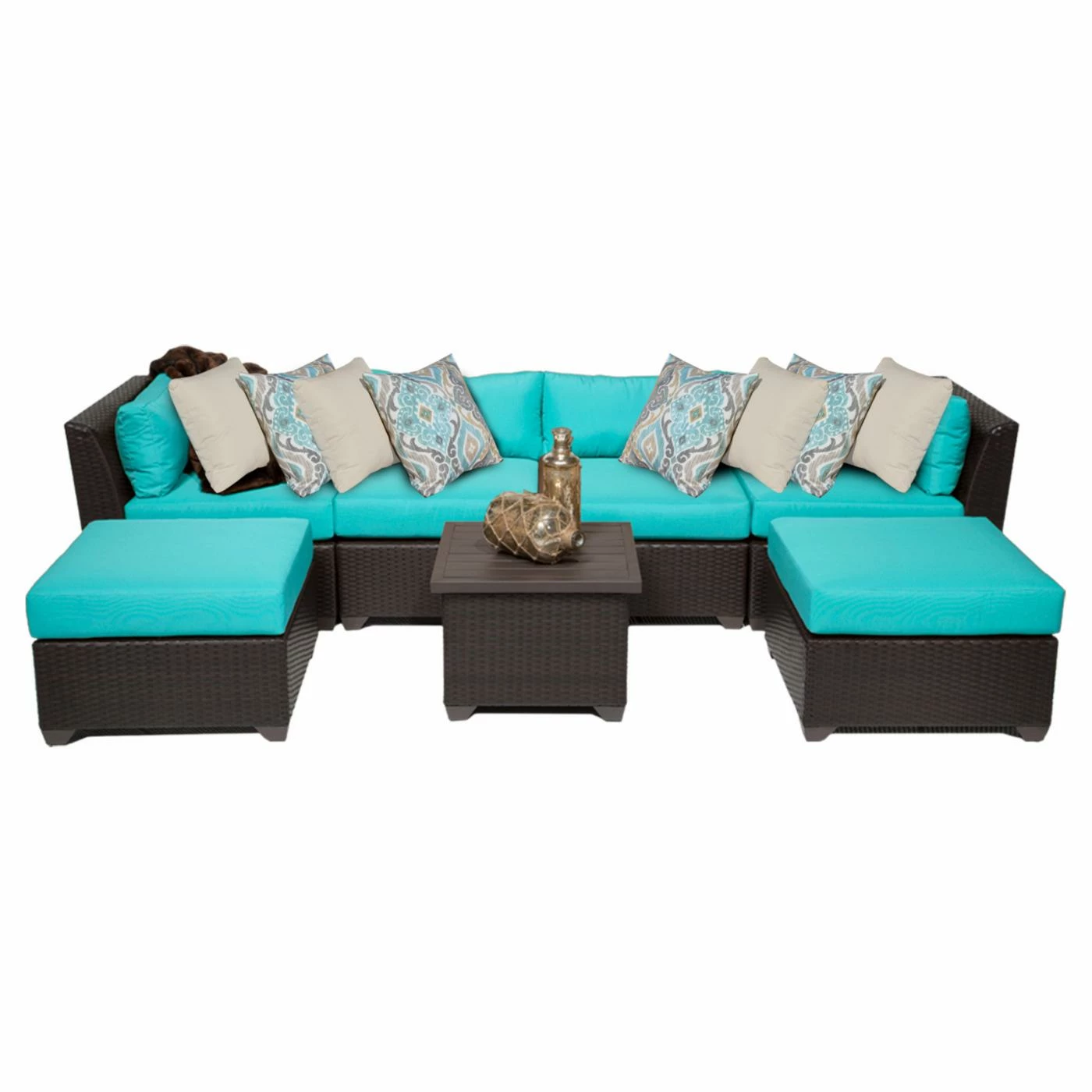 Deals ๐ Resin Wicker Patio Sets TK Classics Barbados Wicker 7 Piece Patio Conversation Set With End Table And 2 Sets Of Cushion Covers ๐