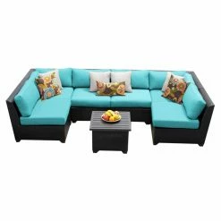 Promo 🔔 Resin Wicker Patio Sets TK Classics Barbados Wicker 7 Piece Patio Conversation Set And 2 Sets Of Cushion Covers 🔥