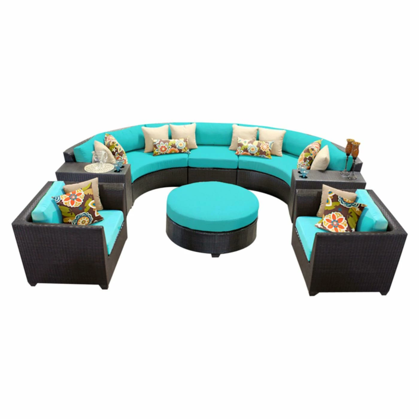 Budget ๐ Resin Wicker Patio Sets TK Classics Barbados Wicker 8 Piece Patio Conversation Set With Round Coffee Table And 2 Sets Of Cushion Covers ๐