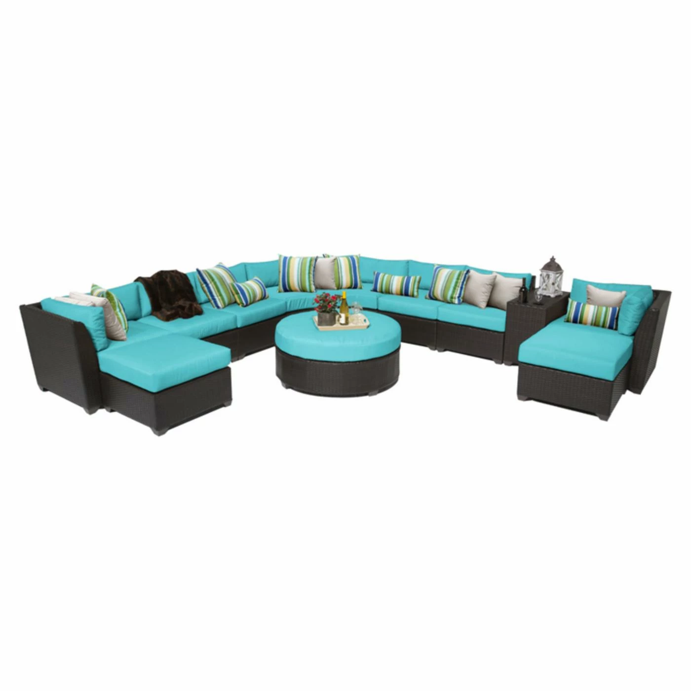 Discount โ Resin Wicker Patio Sets TK Classics Barbados Wicker 11 Piece Patio Conversation Set With Ottoman With 2 Sets Of Cushion Covers ๐