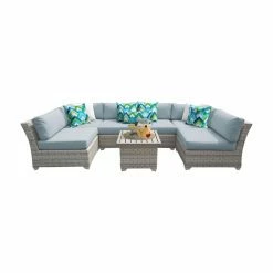 Promo 💯 Resin Wicker Patio Sets TK Classics Fairmont All-Weather Wicker 7 Piece U-Shaped Sectional Conversation Set 🔔