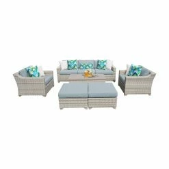 Best deal 🎉 Resin Wicker Patio Sets TK Classics Fairmont All-Weather Wicker 8 Piece Sofa Patio Patio Conversation Set 🧨