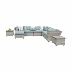 Wholesale 🔥 Resin Wicker Patio Sets TK Classics Fairmont All-Weather Wicker 9 Piece Left Facing Corner Sectional Patio Conversation Set ❤️