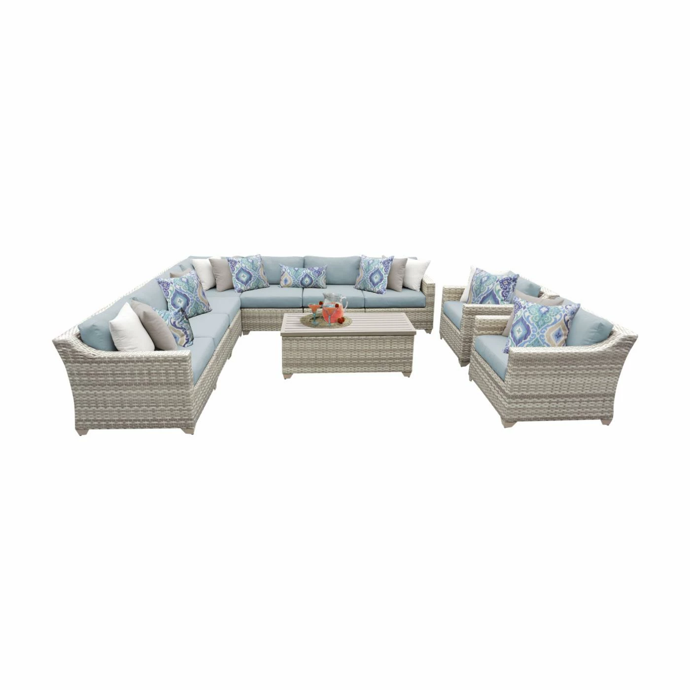Wholesale โ๏ธ Resin Wicker Patio Sets TK Classics Fairmont All-Weather Wicker 10 Piece Corner Sectional Patio Conversation Set โค๏ธ