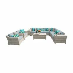 Cheap 👏 Resin Wicker Patio Sets TK Classics Fairmont All-Weather Wicker 11 Piece Corner Sectional Patio Conversation Set 🥰
