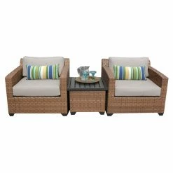 Best deal 🥰 Resin Wicker Patio Sets TK Classics Laguna Wicker 3 Piece Patio Conversation Set With 2 Sets Of Cushion Covers 👍