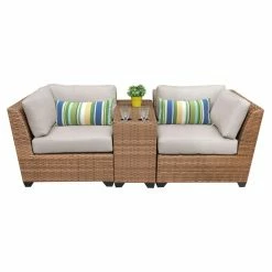 Discount 🤩 Resin Wicker Patio Sets TK Classics Laguna Wicker 3 Piece Patio Conversation Set With Cup Table And 2 Sets Of Cushion Covers ⌛