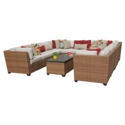Wholesale 👍 Resin Wicker Patio Sets TK Classics Laguna Wicker 11 Piece Patio Conversation Set With Coffee Table And 2 Sets Of Cushion Covers ⌛