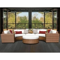 Outlet ⭐ Resin Wicker Patio Sets TK Classics Laguna 6 Piece Wicker Patio Conversation Set With Round Coffee Table ✔️