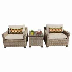 Top 10 ๐ Resin Wicker Patio Sets TK Classics Monterey Wicker 3 Piece Patio Conversation Set With 2 Sets Of Cushion Covers ๐งจ