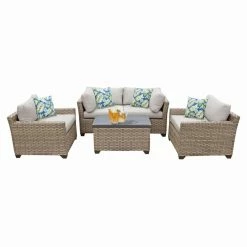 Top 10 🛒 Resin Wicker Patio Sets TK Classics Monterey Wicker 5 Piece Patio Conversation Set With Club Chair And 2 Sets Of Cushion Covers 🥰