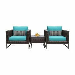 Discount 🔔 Resin Wicker Patio Sets TK Classics Barcelona Wicker 3 Piece Patio Conversation Set 😀