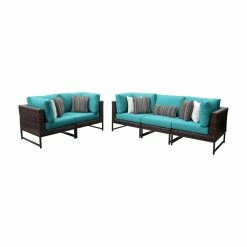 Hot Sale ๐ฏ Resin Wicker Patio Sets TK Classics Barcelona Wicker 5 Piece Sectional Sofa And Loveseat Patio Conversation Set โค๏ธ