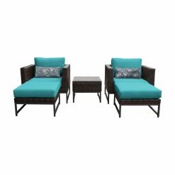 Best reviews of ❤️ Resin Wicker Patio Sets TK Classics Barcelona Wicker 5 Piece Club Chair Patio Conversation Set With Ottomans 🎁