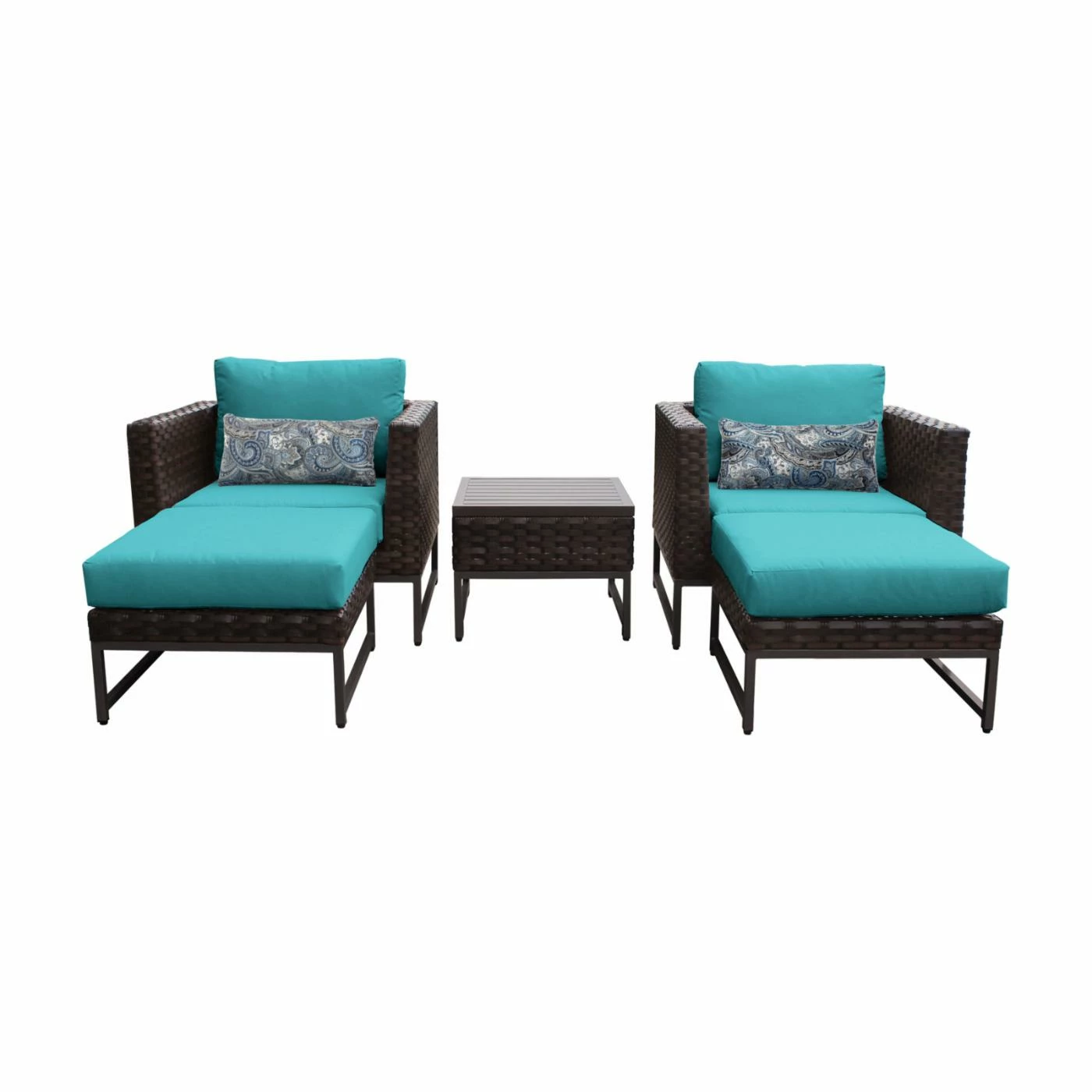 Best reviews of โค๏ธ Resin Wicker Patio Sets TK Classics Barcelona Wicker 5 Piece Club Chair Patio Conversation Set With Ottomans ๐