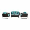 New 🧨 Resin Wicker Patio Sets TK Classics Barcelona Wicker 5 Piece Sectional Loveseat Patio Conversation Set With Club Chairs 🔥