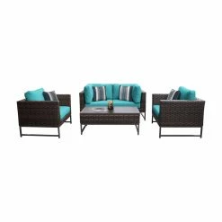 New 🧨 Resin Wicker Patio Sets TK Classics Barcelona Wicker 5 Piece Sectional Loveseat Patio Conversation Set With Club Chairs 🔥