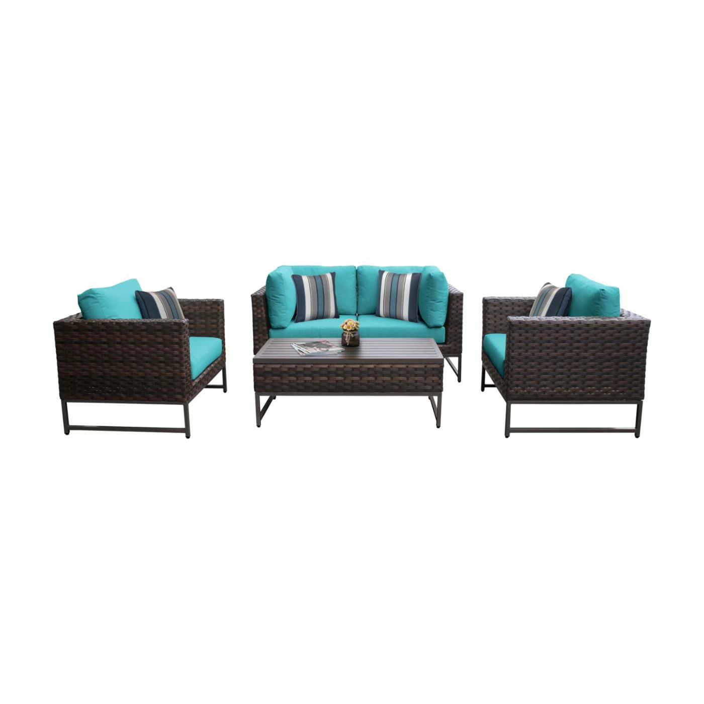 New ๐งจ Resin Wicker Patio Sets TK Classics Barcelona Wicker 5 Piece Sectional Loveseat Patio Conversation Set With Club Chairs ๐ฅ