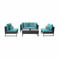 Cheapest 🌟 Resin Wicker Patio Sets TK Classics Barcelona Wicker 5 Piece Sectional Loveseat Patio Conversation Set With Armless Chairs 👏