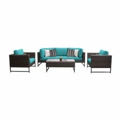 Outlet ❤️ Resin Wicker Patio Sets TK Classics Barcelona Wicker 6 Piece Sectional Sofa Patio Conversation Set 🛒