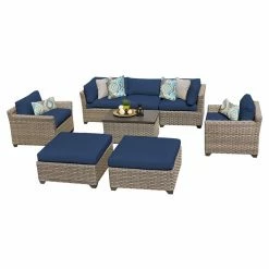 Discount 👏 Resin Wicker Patio Sets TK Classics Monterey Wicker 8 Piece Patio Conversation Set With Ottoman And 2 Sets Of Cushion Covers ✨