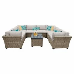 New ✨ Resin Wicker Patio Sets TK Classics Monterey Wicker 9 Piece Patio Conversation Set With Coffee Table And 2 Sets Of Cushion Covers ❤️