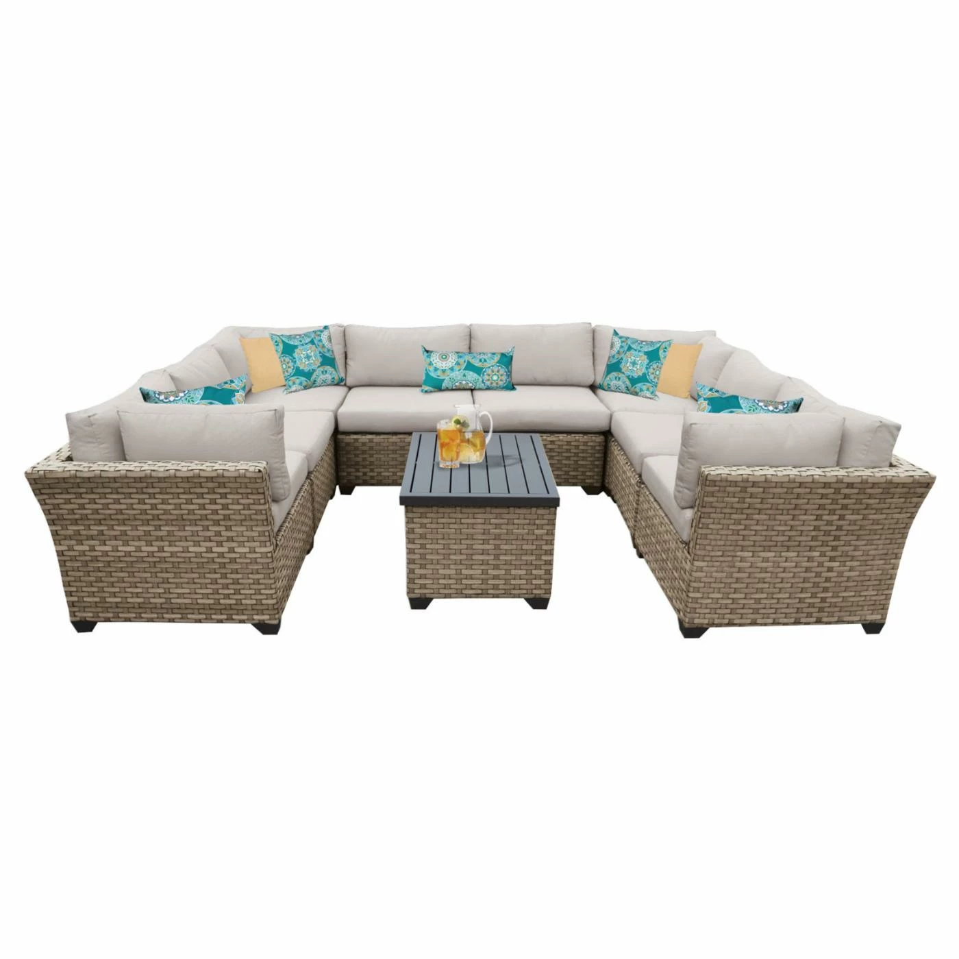 New โจ Resin Wicker Patio Sets TK Classics Monterey Wicker 9 Piece Patio Conversation Set With Coffee Table And 2 Sets Of Cushion Covers โค๏ธ