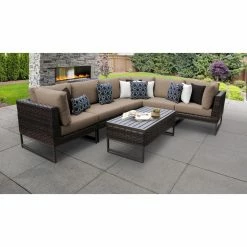 Flash Sale 😀 Resin Wicker Patio Sets TK Classics Barcelona 07b 7 Piece Wicker Outdoor Patio Conversation Set ✨