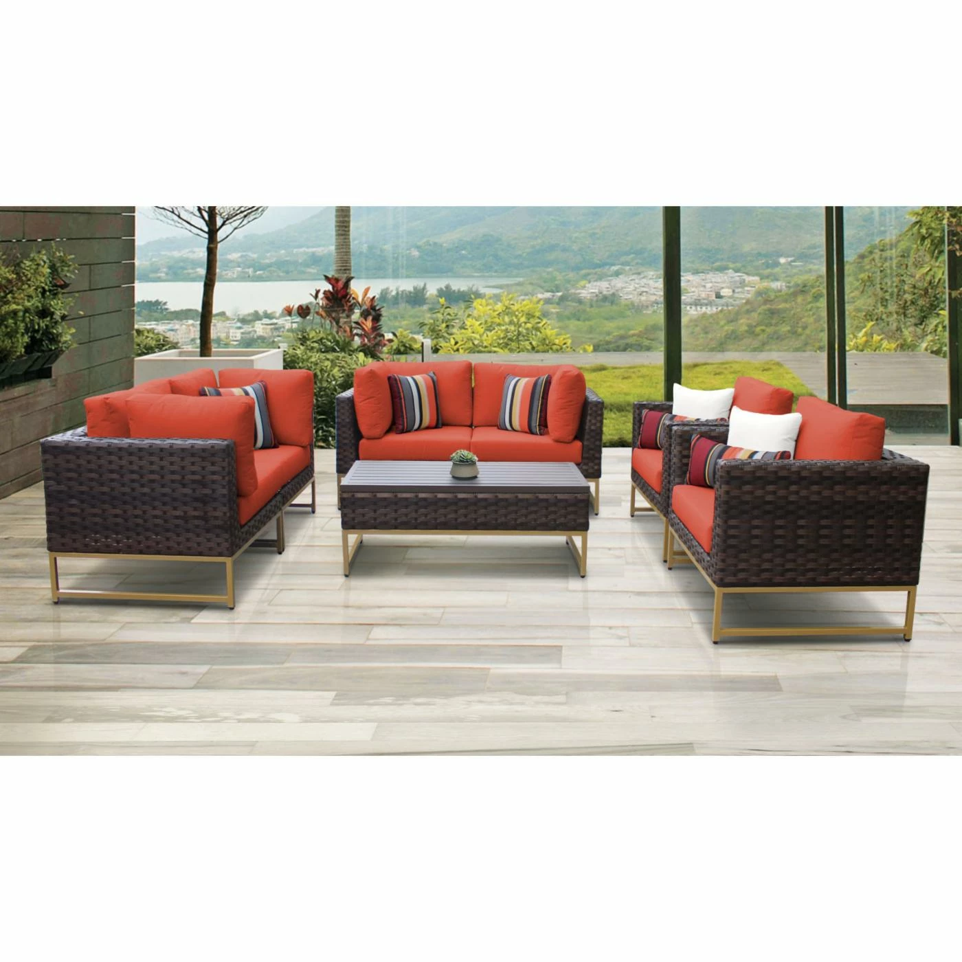 Buy โ Resin Wicker Patio Sets TK Classics Barcelona 07e 7 Piece Wicker Outdoor Patio Conversation Set ๐