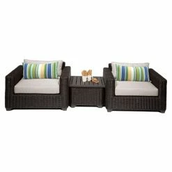 Deals 👍 Resin Wicker Patio Sets TK Classics Venice Wicker 3 Piece Patio Conversation Set With 2 Sets Of Cushion Covers 🌟