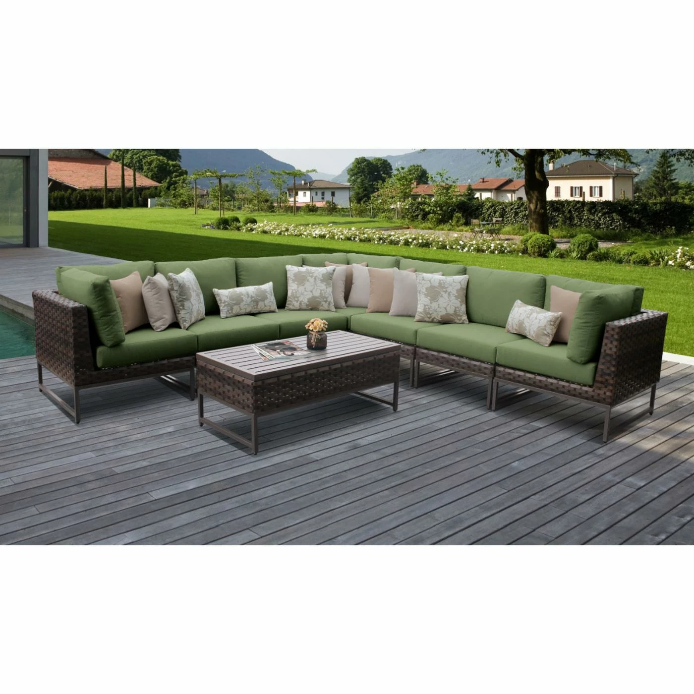 Outlet 🥰 Resin Wicker Patio Sets TK Classics Barcelona 08a 8 Piece Wicker Outdoor Patio Conversation Set 👍