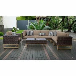 Promo โจ Resin Wicker Patio Sets TK Classics Barcelona 08d 8 Piece Wicker Outdoor Patio Conversation Set ๐