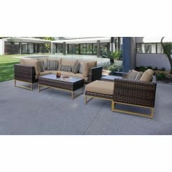Buy 🎁 Resin Wicker Patio Sets TK Classics Barcelona 08n 8 Piece Wicker Outdoor Patio Conversation Set 🔥