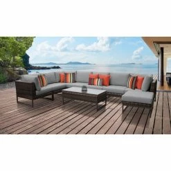 Buy 🤩 Resin Wicker Patio Sets TK Classics Barcelona 09d 9 Piece Wicker Outdoor Patio Conversation Set 🎁