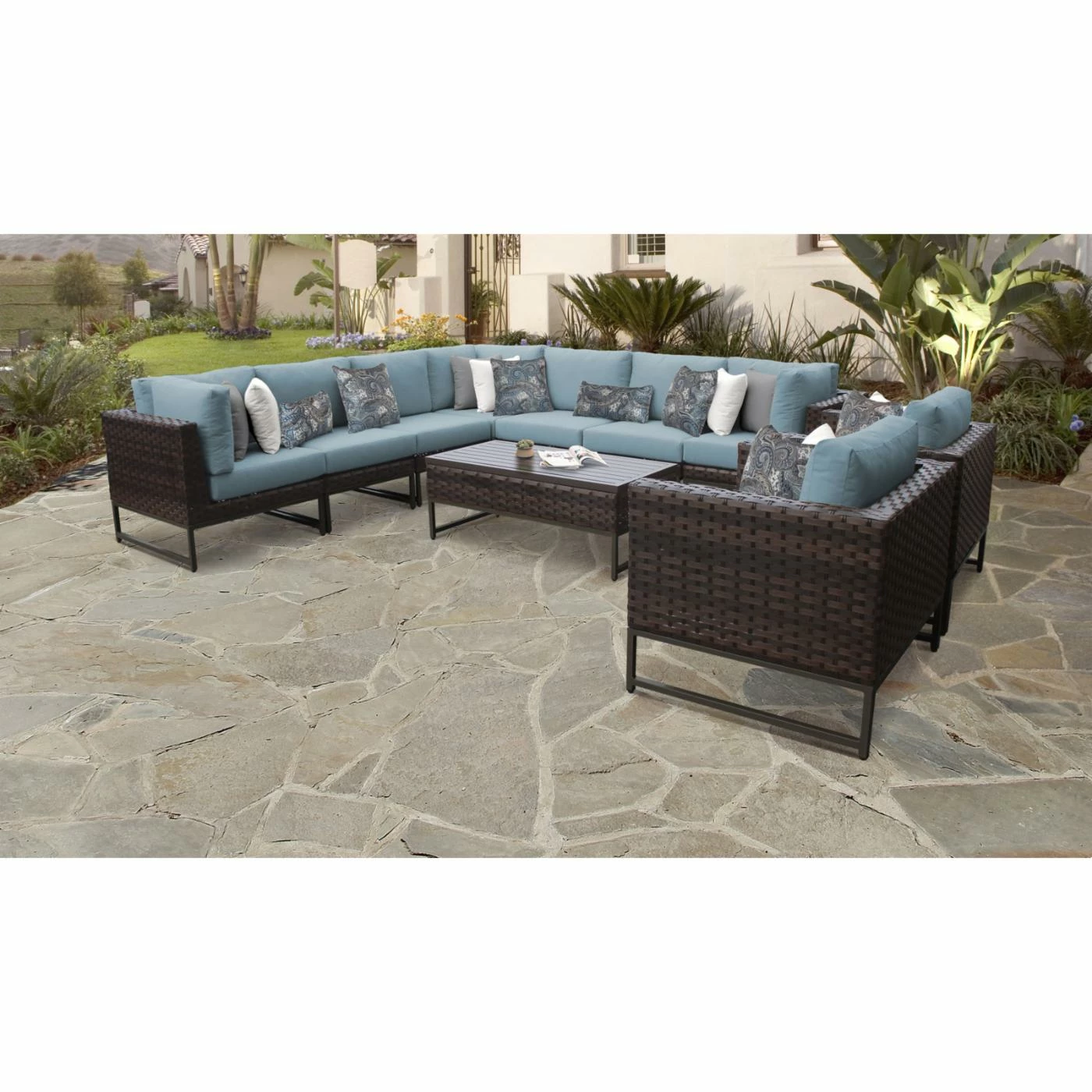 Hot Sale ⭐ Resin Wicker Patio Sets TK Classics Barcelona 10a 10 Piece Wicker Outdoor Patio Conversation Set 😀