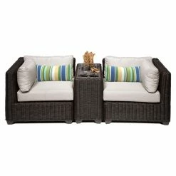 Outlet ๐ Resin Wicker Patio Sets TK Classics Venice Wicker 3 Piece Patio Conversation Set With Cup Table And 2 Sets Of Cushion Covers โ๏ธ