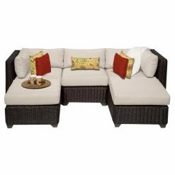 Best Pirce 👏 Resin Wicker Patio Sets TK Classics Venice Wicker 5 Piece Patio Conversation Set With 2 Sets Of Cushion Covers 🎉