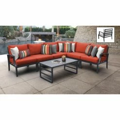 Outlet 🧨 Resin Wicker Patio Sets TK Classics Lexington 07b 7 Piece Aluminum Outdoor Patio Conversation Set ⭐