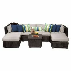 New 👍 Resin Wicker Patio Sets TK Classics Venice Wicker 7 Piece Patio Conversation Set With Ottoman And 2 Sets Of Cushion Covers ⭐