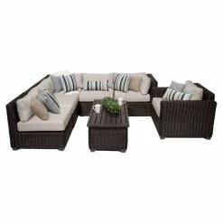 Wholesale 🔥 Resin Wicker Patio Sets TK Classics Venice Wicker 7 Piece Patio Conversation Set With Club Chair And 2 Sets Of Cushion Covers 🥰