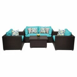 Buy ✨ Resin Wicker Patio Sets TK Classics Belle Wicker 5 Piece Patio Conversation Set With Coffee Table And 2 Sets Of Cushion Covers 👏