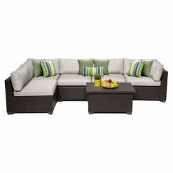 Buy 🔥 Resin Wicker Patio Sets TK Classics Belle Wicker 6 Piece Patio Conversation Set With Coffee Table And 2 Sets Of Cushion Covers 🔥