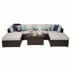 Cheapest 🥰 Resin Wicker Patio Sets TK Classics Belle Wicker 7 Piece Patio Conversation Set With Ottoman And 2 Sets Of Cushion Covers 🤩