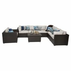 Cheap 👍 Resin Wicker Patio Sets TK Classics Belle Wicker 8 Piece Patio Conversation Set With 2 Sets Of Cushion Covers 🛒