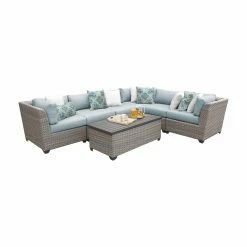 Outlet ✔️ Resin Wicker Patio Sets TK Classics Florence Wicker 7 Piece Patio Conversation Set With Coffee Table And 2 Sets Of Cushion Covers 👏