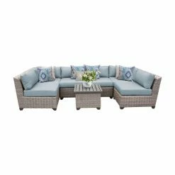 Coupon ✔️ Resin Wicker Patio Sets TK Classics Florence Wicker 7 Piece Patio Conversation Set With End Table And 2 Sets Of Cushion Covers ✨