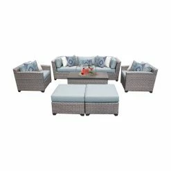 Best deal 🧨 Resin Wicker Patio Sets TK Classics Florence Wicker 8 Piece Patio Conversation Set With Ottoman And 2 Sets Of Cushion Covers 👍